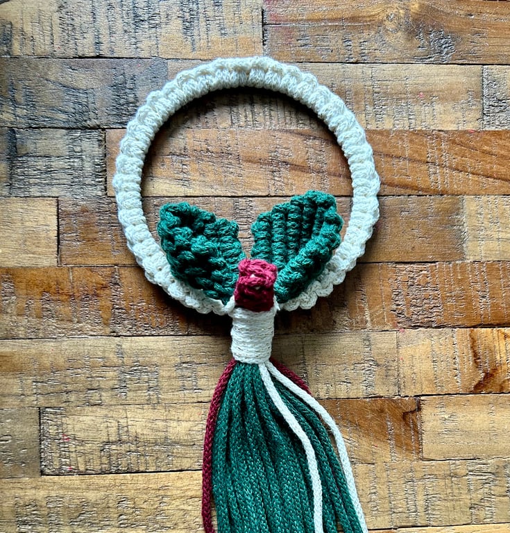 Boho Macrame Christmas Wreath Decoration - Braided Cord