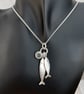 Sterling silver and blue topaz fish pendant with optional chain - Image 4