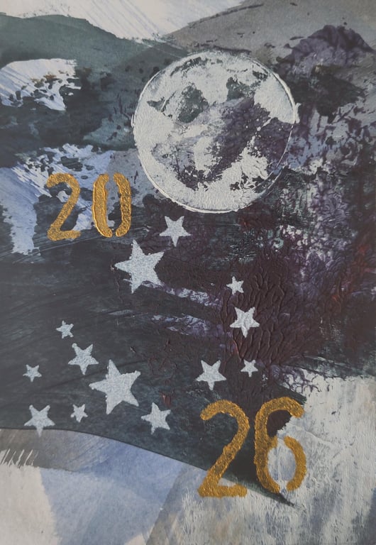 Art Card 5 x 7" Original Painting 'Lunar' Keepsake Card Letterbox Card
