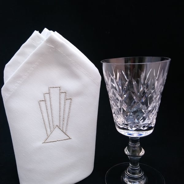  Napkins Art Deco Embroidered Design