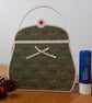 Holly Handbag style Christmas gift bag, handmade - Image 1