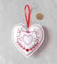 Christmas heart decoration, hanging decoration, embroidered decoration. - Image 5