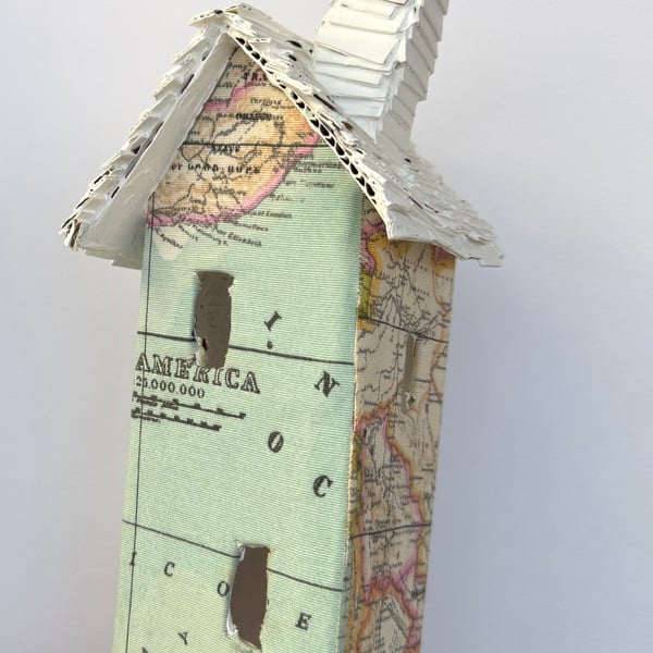 Handmade Map House - SALE ITEM READY TO SHIP