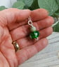 Green Rose Glass Bead Pendant, Sterling Silver & Amazonite - Chain is Optional - Image 4