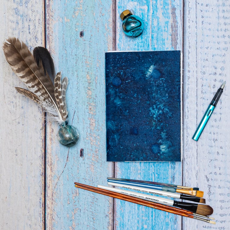 A5 Artists’ Sketchbook, Hemp Cyanotype Print with Wild Ox-Eye Daisies,104