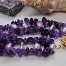 Amethyst and Pearl Bracelet with Magnetic Clasp