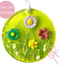 Fused Glass Wildflower Meadow Hanging Decoration - Lilac, Yellow, Blue & Pink