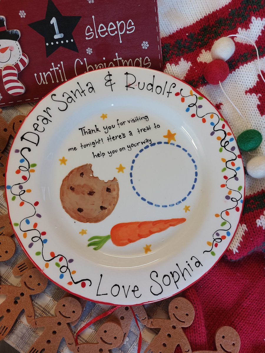 Christmas Eve plate personalised santa plate fa Folksy