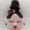 Reserved for Alison. Crochet Covered  Bottle 'Head Vase'.  Brown Hair