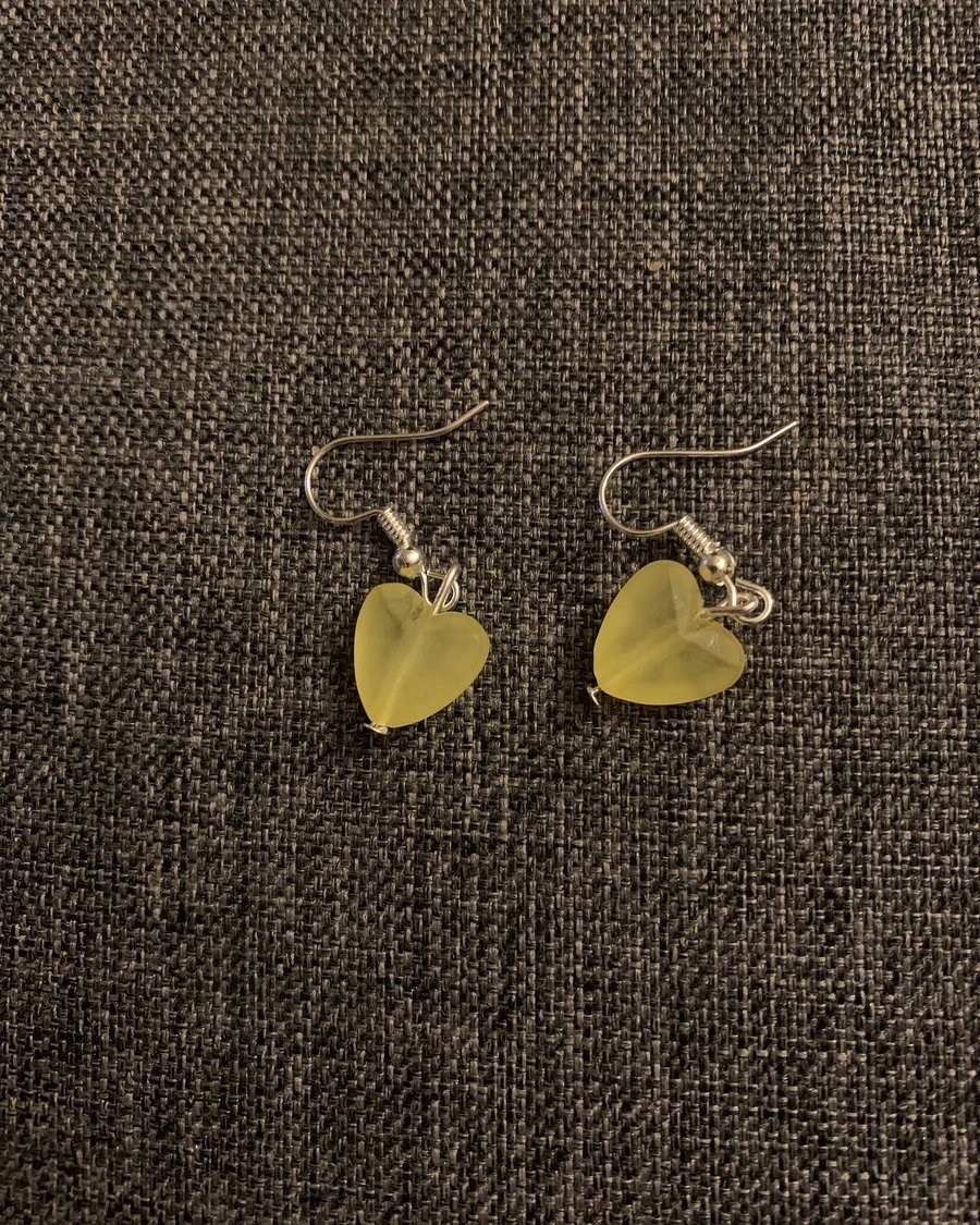 Yellow heart droplet earrings