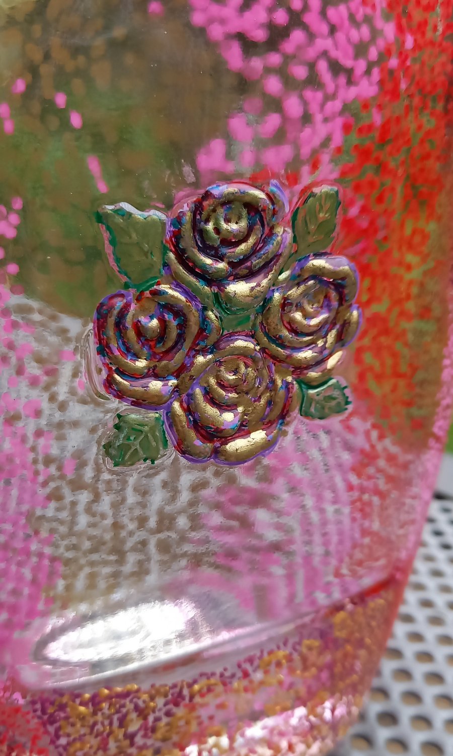 Rose petals bottle vase