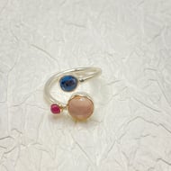 Adjustable Sterling Silver Gemstone Ring, Handmade UK