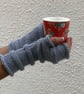 FINGERLESS MITTS , wristwarmers .'Tamar Valley'  Alpaca,wool. Blue-grey.. - Image 1