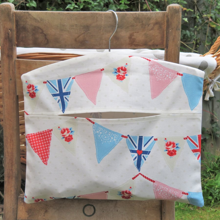 Blue & Pink Bunting Flags Print Clothes Peg Bag