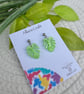 Monstera Leaf Pearlescent Green Earrings - Image 8