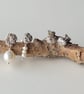 Silver and Pearl Mismatched Lichen Dangle Drop Earrings - Image 7