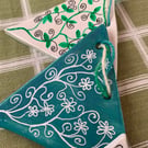 Blue and White Floral Bunting  