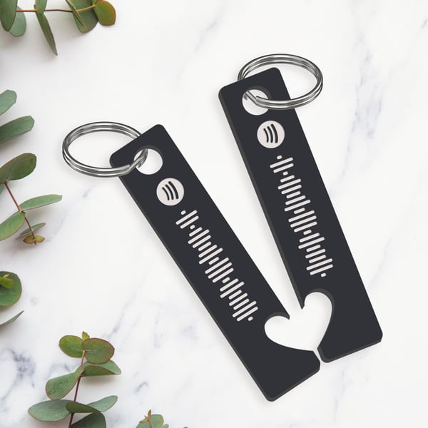 Personalised Matching Song Keyring Set - Custom Spotify Scan, Couple or Friends 