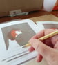 Limited edition mini reduction linoprint great crested Grebe  - Image 1