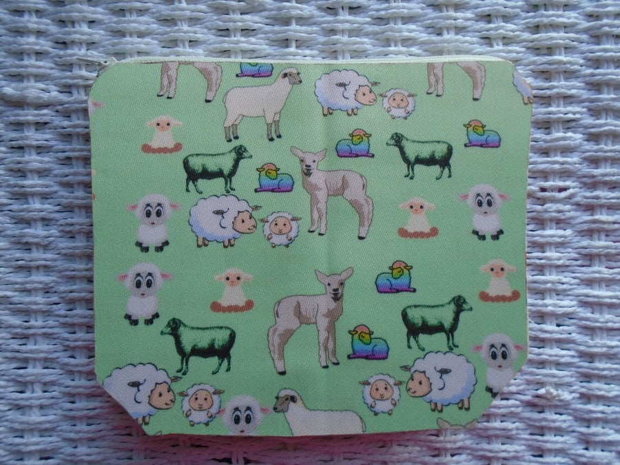 Sheep Lambs  Make Up Bag or Large Pencil Case.