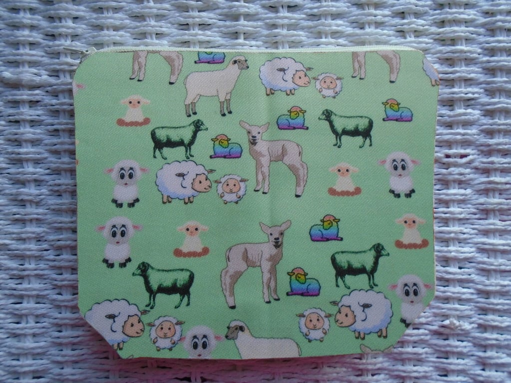 Sheep Lambs  Make Up Bag or Large Pencil Case.