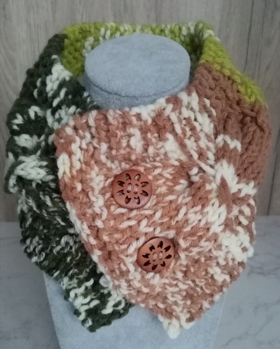 Merino Fair Isle style neck warmers. 