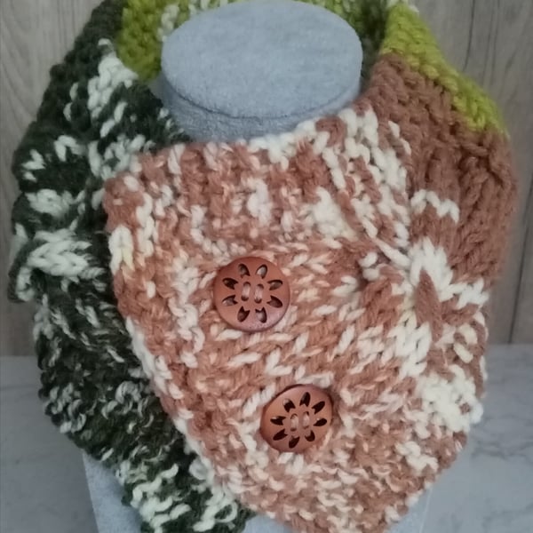 Merino Fair Isle style neck warmers. 