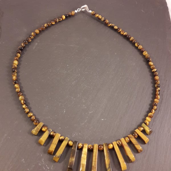 Tigers Eye Layout Bar Necklace