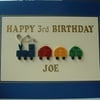 Handmade personalised quilled birthday card with quilling train