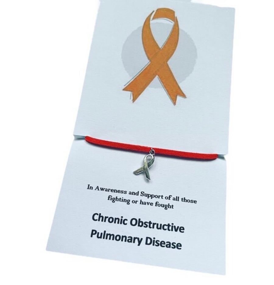Copd chronic obstructive pulmonary disease wish bracelet suede effect corded 