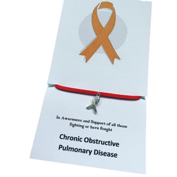 Copd chronic obstructive pulmonary disease wish bracelet suede effect corded 