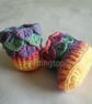 Hand crochet baby booties crocodile stitch multicoloured 3 - 6 months - Image 5