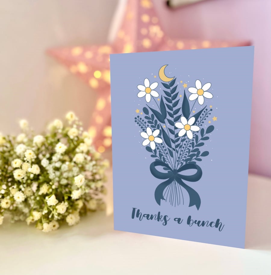 Thanks A Bunch Greeting Card, Floral Thank You Card.