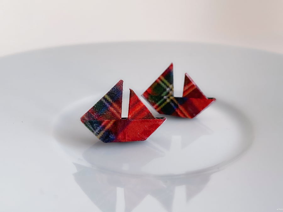 Paper Boat Earrings, Origami Boat Earrings, Paper Boat Earrings, Silver Earrings