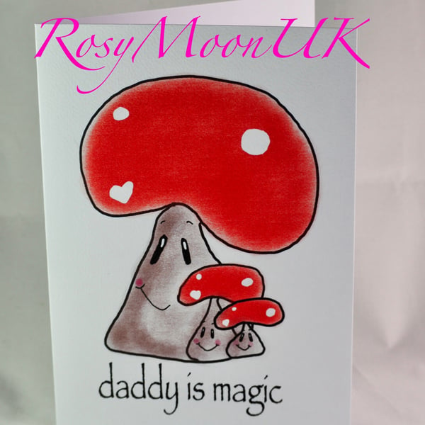 Daddy Toadstool with Two Baby Toadstools, Blank Card