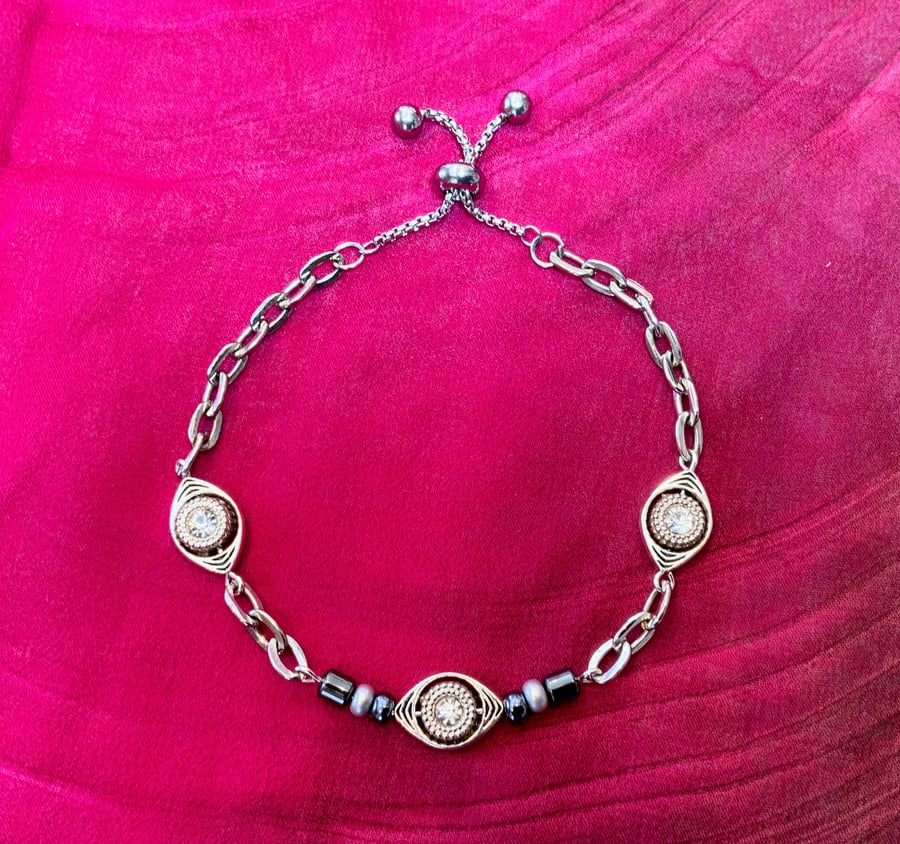 Gunmetal Chain Slider Bracelet.