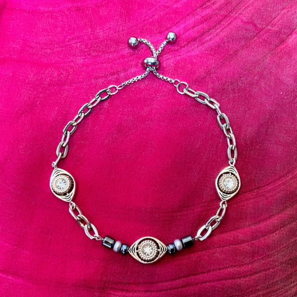 Gunmetal Chain Slider Bracelet.