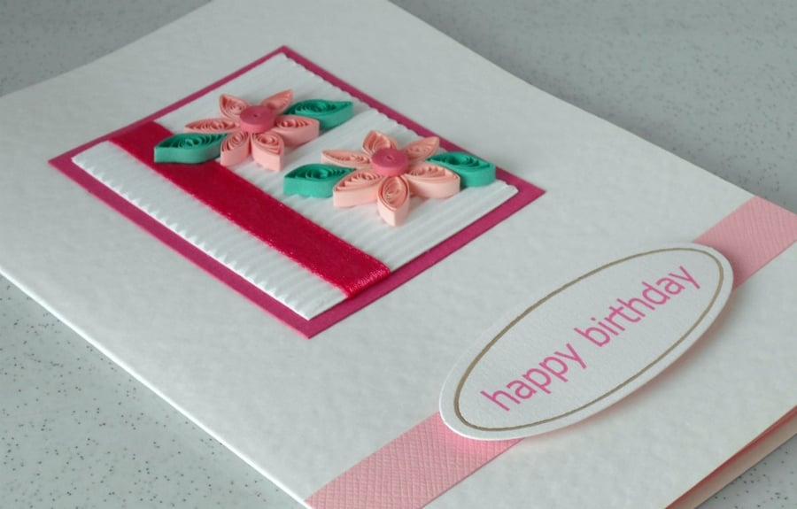 Quilled happy birthday card