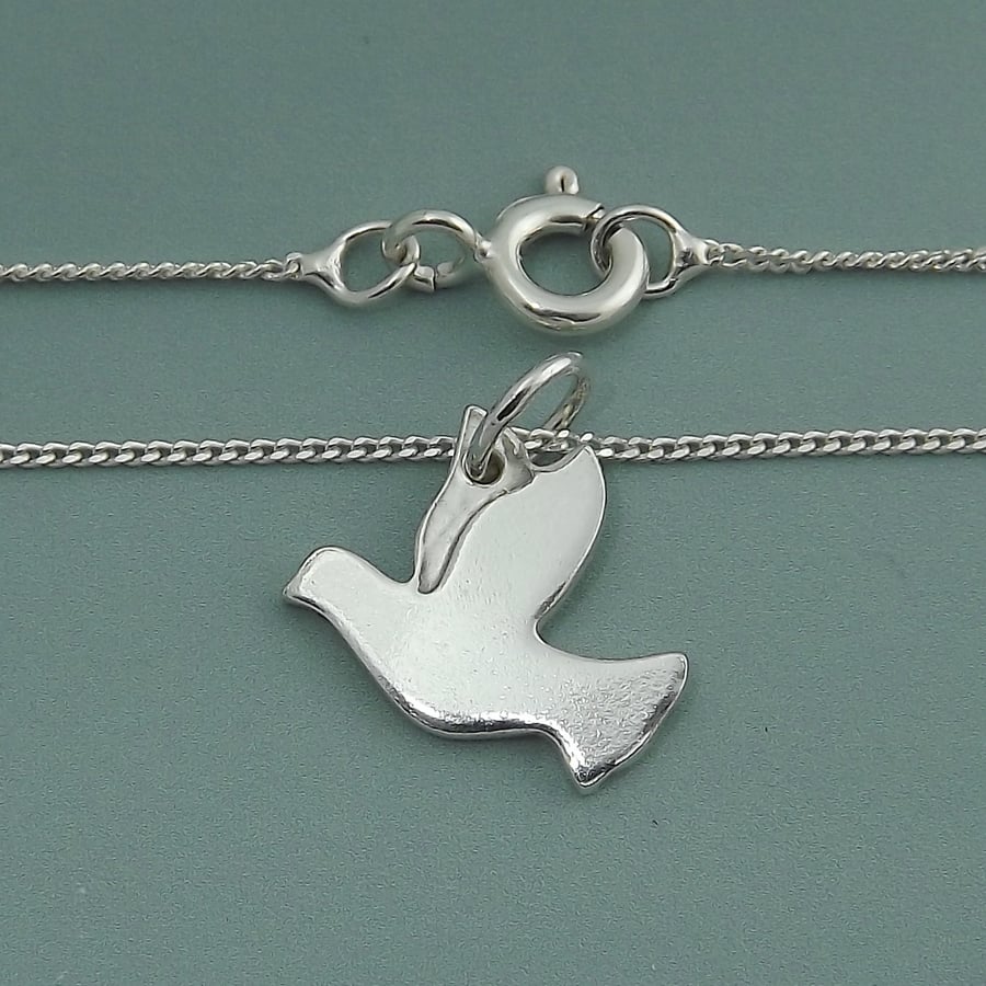 Petite Sterling Silver Dove Pendant – Peace and Hope Jewellery