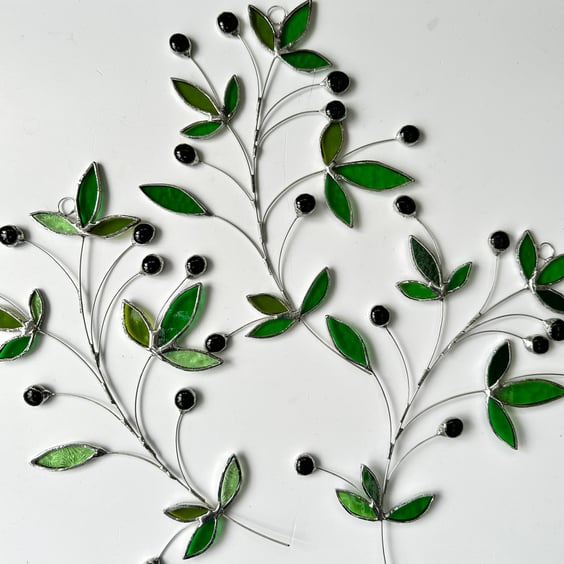 Stained Glass Olive Branch Suncatcher no.2 - Handmade Window Decoration 