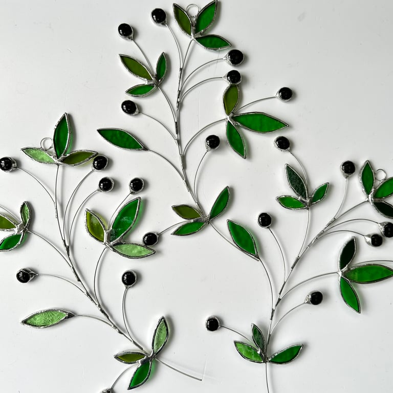 Stained Glass Olive Branch Suncatcher no.2 - Handmade Window Decoration 