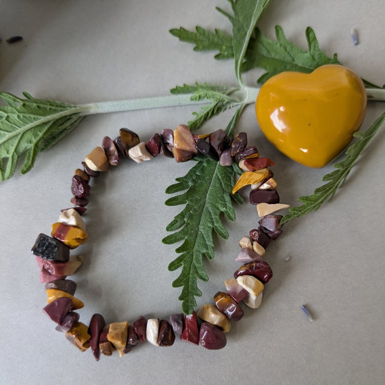 Procrastination and motivation mookaite bracelet and heart stone set
