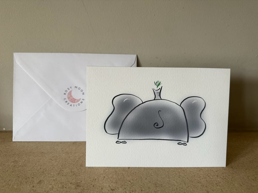 January Birthday Card, Snowdrop and Elephant. 