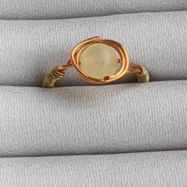 Yellow honey Jade copper ring