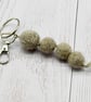 Felted bead Bag Charm - Key Ring Beige - Image 3