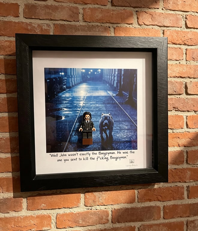 Handmade John Wick Lego inspired shadowbox frame