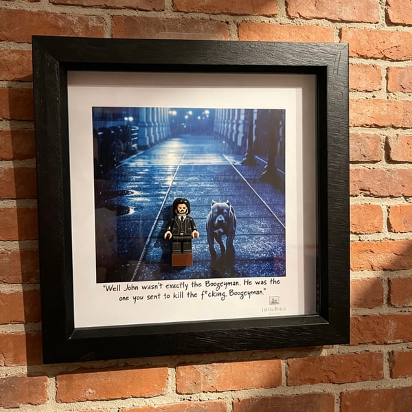 Handmade John Wick Lego inspired shadowbox frame