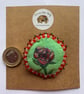 Handmade and hand painted fabric pin brooch with rose design  - Image 2