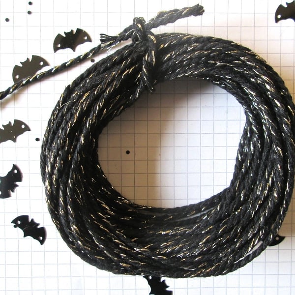 10 mts of Black SPARKLE  Cotton Bakers Twine