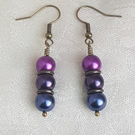 Gorgeous Peacock Purple Earrings - Dark tones